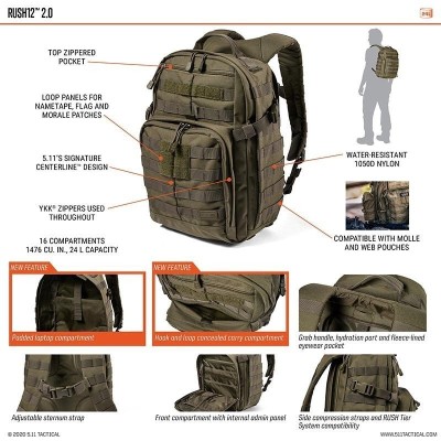 Sac à dos RUSH 12 2.0 186 Ranger green