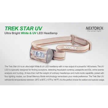 Lampe Frontale Trek Star UV- White & UV LED - 140 lm