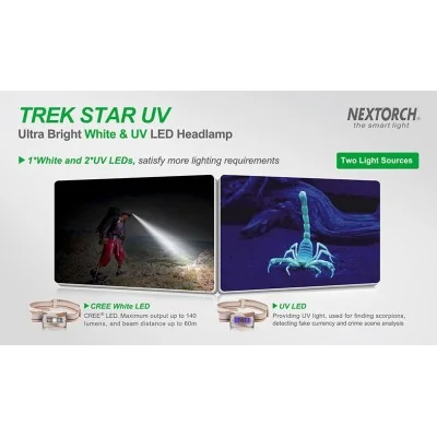 Lampe Frontale Trek Star UV- White & UV LED - 140 lm