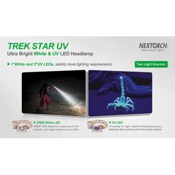 Lampe Frontale Trek Star UV- White & UV LED - 140 lm