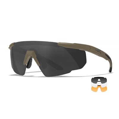 Lunettes de protection balistiques Saber Adv. tan écrans fumé/incolore/orange