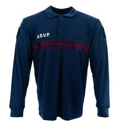 POLO ASVP RESPIRANT BLEU BANDE BORDEAUX ML