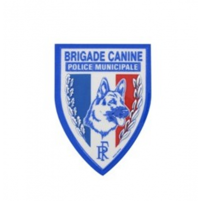 BADGE PLASTIQUE RELIEF BRIGADE CANINE POLICE MUNICIPALE