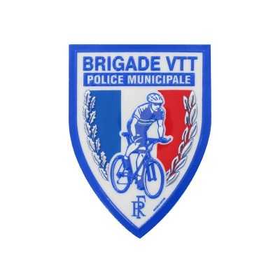 BADGE PLASTIQUE RELIEF BRIGADE V T T POLICE MUNICIPALE