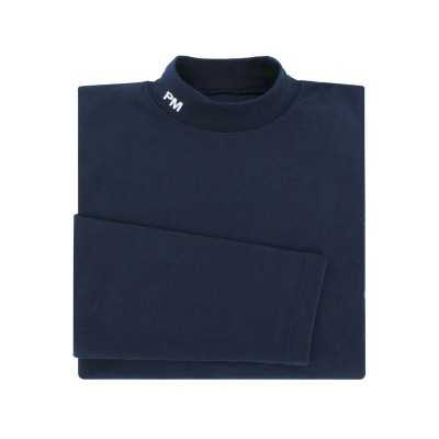 SOUS PULL MARINE COL MONTANT BRODERIE BLANCHE PM