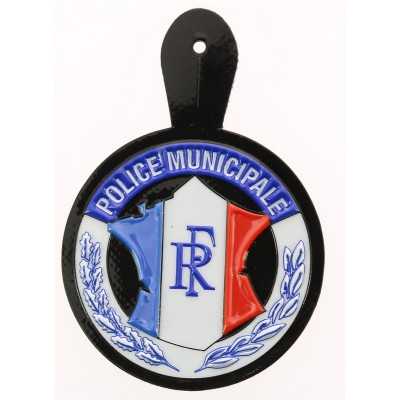 INSIGNE POITRINE PLASTIQUE RELIEF POLICE MUNICIPALE
