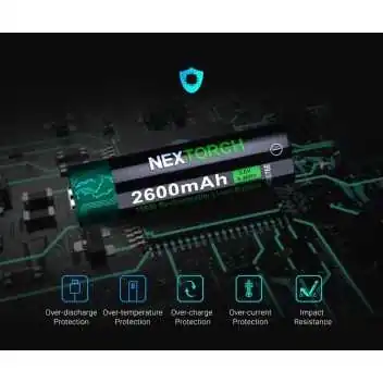 Batterie Rechargeable 18650 Li-Ion 3.7V 2600 mAh Nextorch