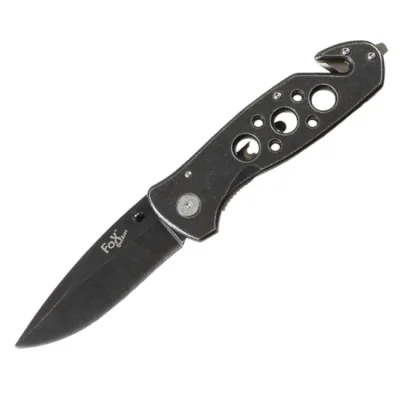 Couteau Pliante Lame 8.5cm Brise-vitre + Coupe ceinture FOX