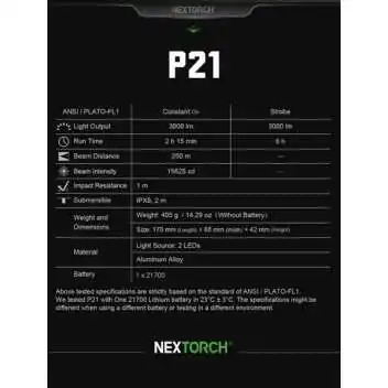 Lampe de Bouclier P21 3000 Lumens Nextorch