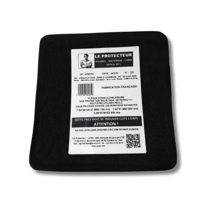 LP-01BALPLA17029 Plaque balistique latérale simple courbure niveau III+ 0.55KG 150X150MM by ADAROM