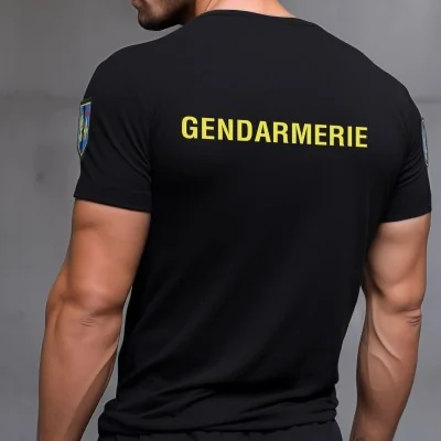 T-shirt gendarmerie Cooldry OPEX marquage jaune/mobil 019 NOIR by ADAROM