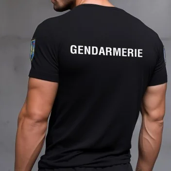 T-shirt Gendarmerie Cooldry OPEX marquage blanc/depart 019 NOIR