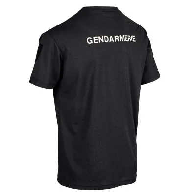 T-shirt Gendarmerie Cooldry OPEX marquage blanc/depart 019 NOIR