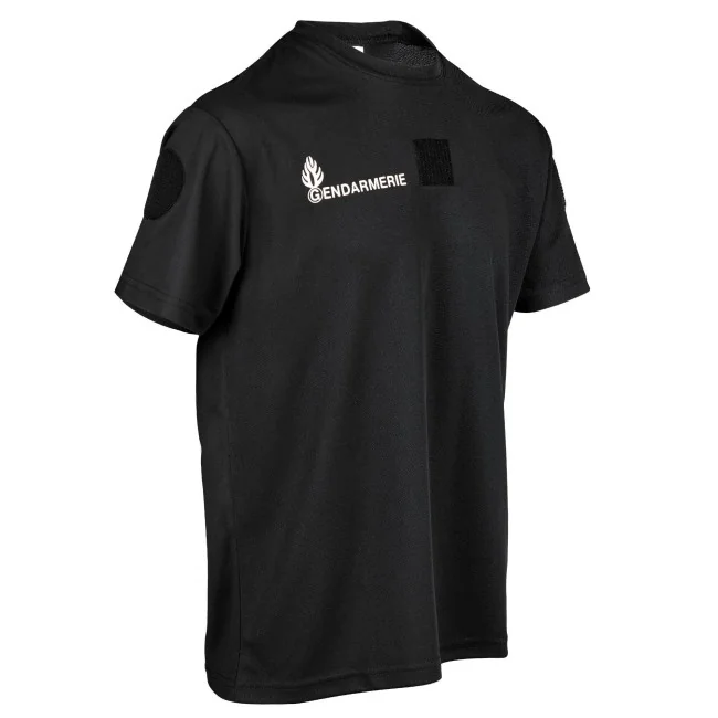 T-shirt Gendarmerie Cooldry OPEX marquage blanc/depart 019 NOIR