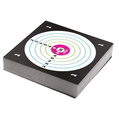 Cible 14x14 marquage Noir avec Score x100 POWAIR*