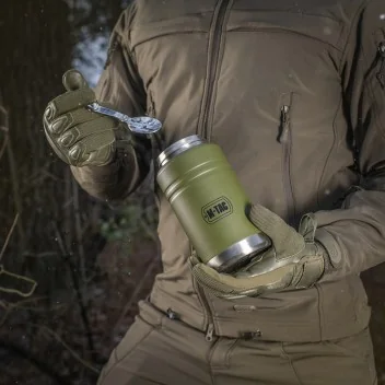 Thermos acier 750ml avec cuillère pliante M-Tac Olive