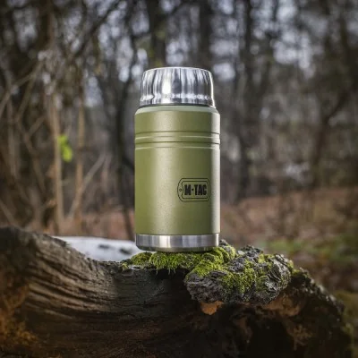 Thermos acier 750ml avec cuillère pliante M-Tac Olive