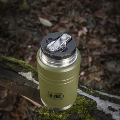 Thermos acier 750ml avec cuillère pliante M-Tac Olive