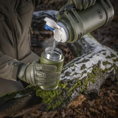 Thermos acier 750ml avec cuillère pliante M-Tac Olive