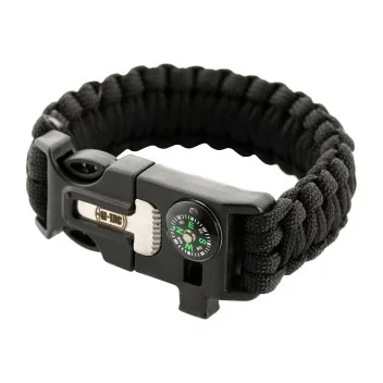 Bracelet en paracorde Pierre a Feu, Boussole, Sifflet M-Tac Noir