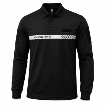 Polo manches longues sécurité privée Noir GK SAFETEK