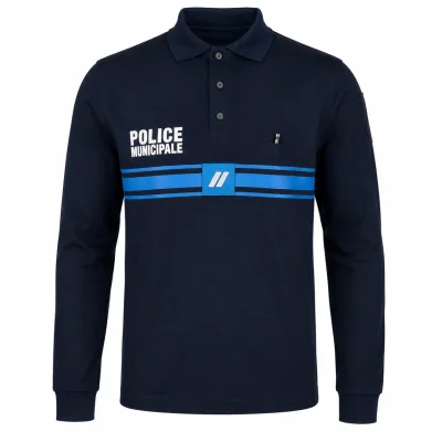 Polo Police Municipale ML Bouton Marine *