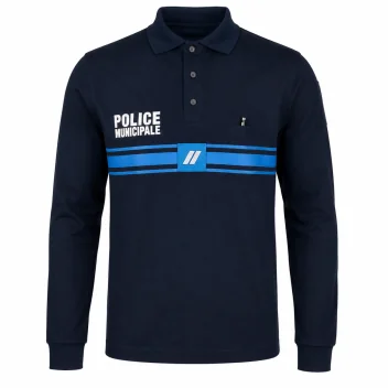 Polo Police Municipale ML Bouton Marine *