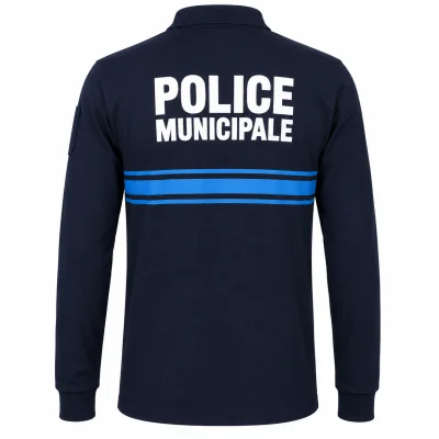Polo Police Municipale ML Bouton Marine *
