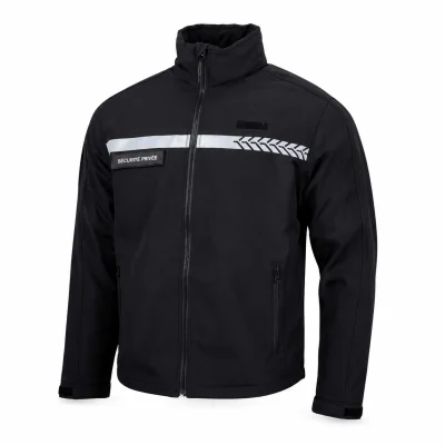 Softshell sécurité privée avec bandes HV Noir – GK SAFETEK
