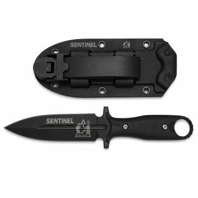 Couteau Tactique de survie SENTINEL Lame fix 11.2cm C4 Tactical Noir *