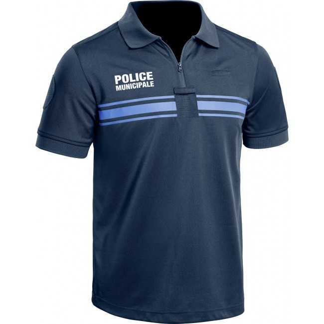 Polo manches courtes Police Municipale P.M ONE Bleu Marine Foncé