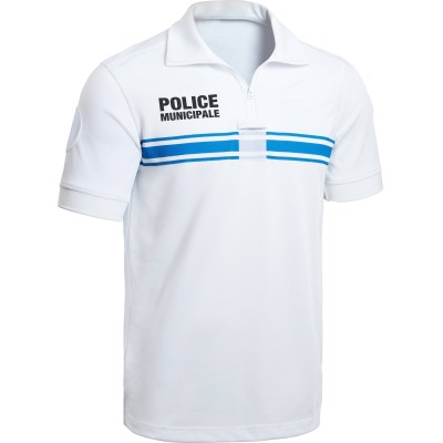 Polo manches courtes Police Municipale P.M ONE Blanc