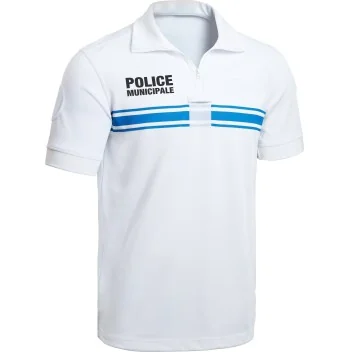 Polo manches courtes Police Municipale P.M ONE Blanc