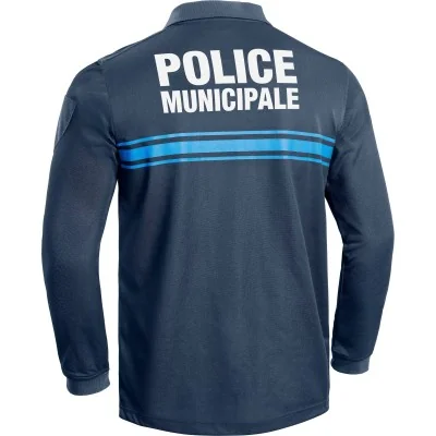 Polo manches longues Police Municipale P.M. ONE Bleu Marine Foncé
