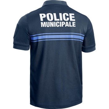 Polo manches courtes Police Municipale P.M ONE Bleu Marine Foncé