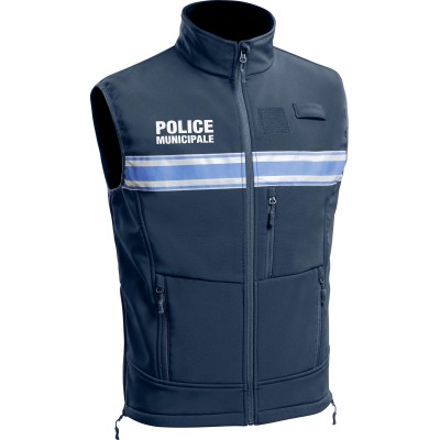 Gilet Softshell sans manches Police Municipale P.M. ONE Bleu Marine Foncé