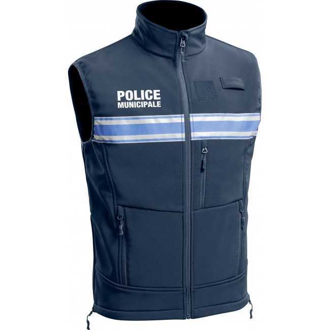 Gilet Softshell sans manches Police Municipale P.M. ONE Bleu Marine Foncé