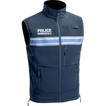 Gilet Softshell sans manches Police Municipale P.M. ONE Bleu Marine Foncé