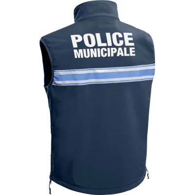 Gilet Softshell sans manches Police Municipale P.M. ONE Bleu Marine Foncé