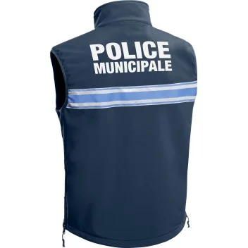 Gilet Softshell sans manches Police Municipale P.M. ONE Bleu Marine Foncé