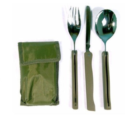 Couvert Acier Pliable 3 pièces Olive