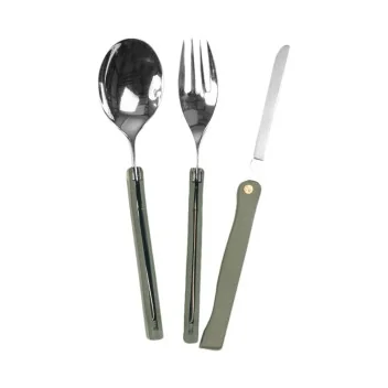 Couvert Acier Pliable 3 pièces Olive